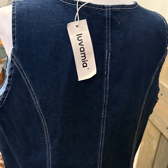 Denim Button-Front Mini Dress - Picture 2 of 7